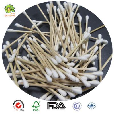 China Double Dot Cosmetic Cottons 100% Pure Wooden Stick Cotton Swab for sale