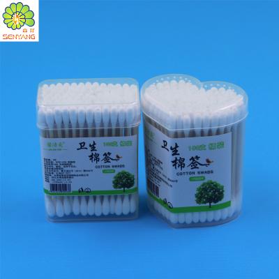 China Wooden Double Dot Cottons Stick Hotel Security Makeup Removing Sheer Wadding Bud for sale