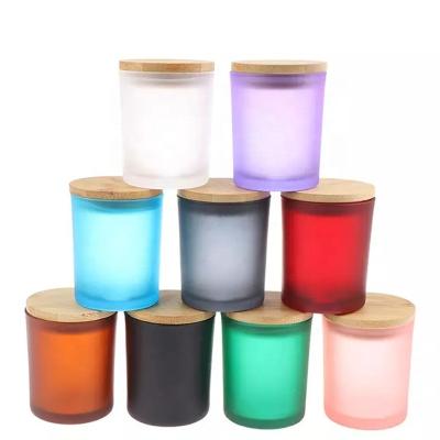 China Home Decoration Wholesale Empty Cylinder Frosted Pink Glass Candle Jars Candle Holders for sale