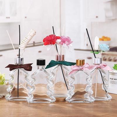 China Cosmetic Christmas Tree Shape Scented Christmas Gift Empty Glass Bottle Reed Diffuser Bottle for sale