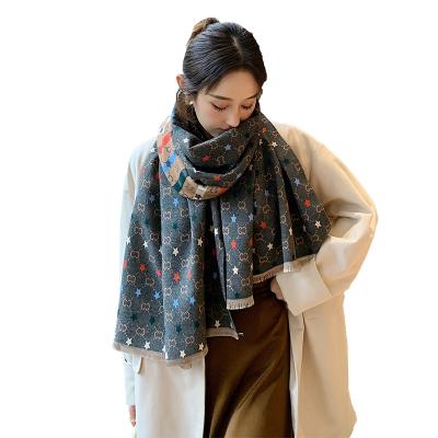 China New Arrival European American Winter Fashion Women Acrylic Cashmere Scarf With Dot Warm Thick Double Sided Shawl for sale