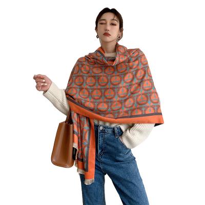 China Fashion Designer Style Women Jacquard Cashmere American European American Scarf Thick Winter Ladies Shawl for sale