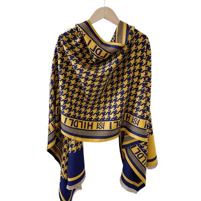 China European American Luxury Winter Cashmere Women's Pashmina Shawls Warm Fashion Print Thick Covering Neck Scarves for sale