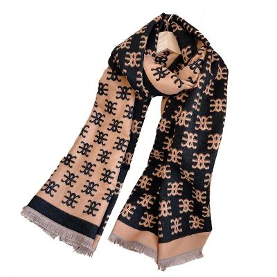 China Newest Design Style Women Letter Jacquard Scarf European American Pashmina Cashmere Warm Thick Winter Shawls Scarves for sale