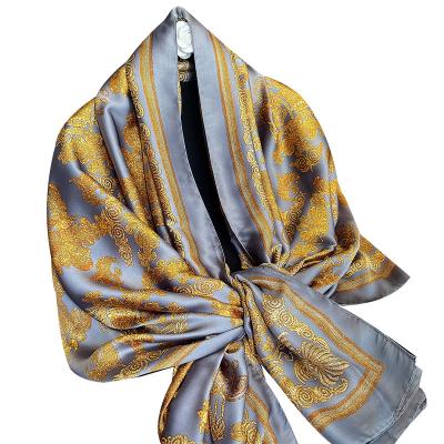 China 2021 new fashion striped wholesale custom printed silk women shawl and scarf scarves for sale