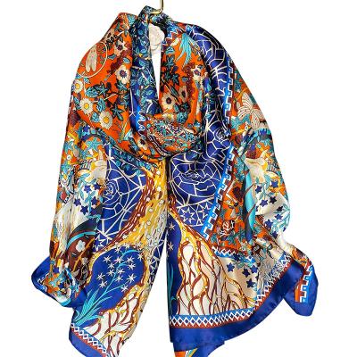 China Wholesale Luxury New Design Striped Silk Scarves And Shawl Ladies Silk Scarf For Women for sale