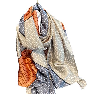 China 2021 New Designer Luxury Women's Scarf Shawl Floral Scarf Silk Scarf For Women Striped Silk Scarf for sale