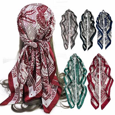 China Custom printed ladies square scarf fashion square 90*90cm silk satin scarves for women for sale