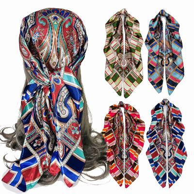 China China square 90*90cm fashion ladies scarf custom printed satin silk scarf for women for sale