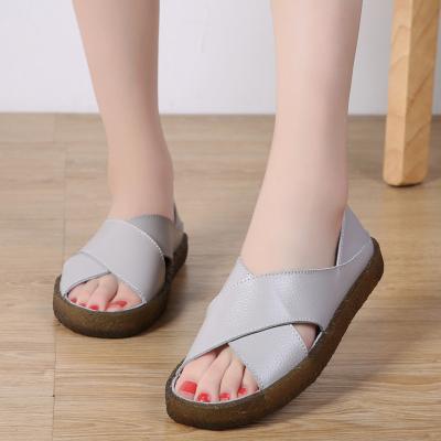 China Damping New Arrival Women's Ladies Shoes High Quality Leather Sandals Hot Selling Flat Sandal for sale