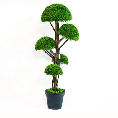 China Cheap Price Of Minimalist 120cm Shaped Boxwood Topiary Artificial Plants Artificial Cypress Tree for sale