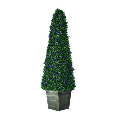 China Minimalist Boxwood Artificial Tower Plant Topiary UV Resistant Grass Tree With Flowers Outdoor Decor MY1130 for sale