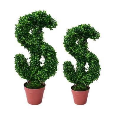 China Minimalist Greenery Dollar Boxwood Artificial Grass Plants Tree Outdoor Bonsai For Garden Decoration for sale