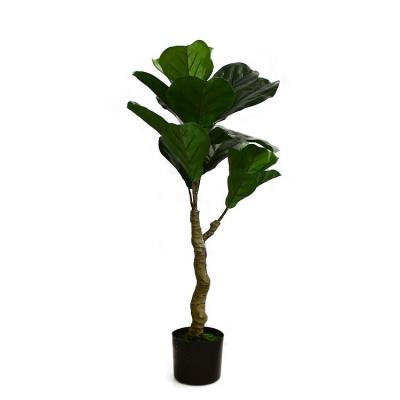 China Hot Minimalist Wholesale Artificial Bonsai Trees Plastic Fake Fiddle Leaf Fig Tree for sale