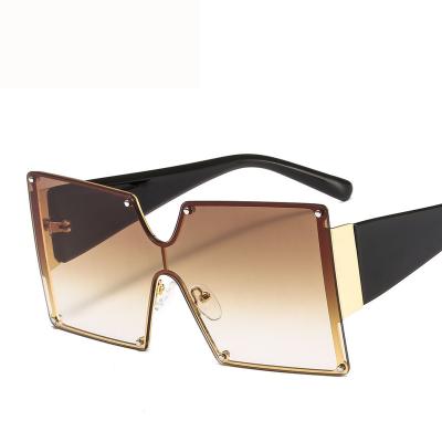 China Fashion Sunglasses 9809 Hot Sale Square Sun Glass Female Flat Sunglasses New Trendy Women Rimless Oversized Shades Dropshipping for sale