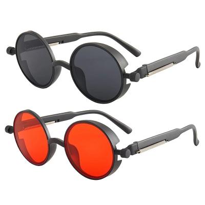 China Fashion Sunglasses Men Women Brand Designer Round Plastic Frame Colored Sun Glasses UV400 Glass Retro Classic Gothic Steampunk Round Sunglasses for sale