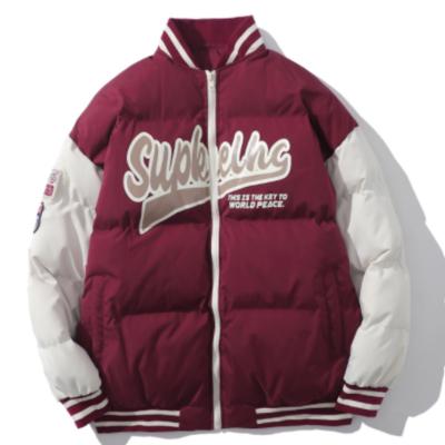 China Custom Multicolor Logo Men Nylon Puffer Winter Bomber Casual Baseball Jacket Cheap OEM Winter High Quality American Style Windproof for sale