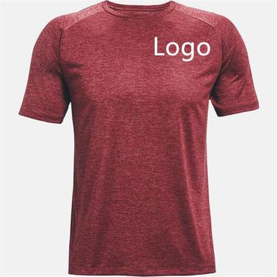 China Wholesale Custom T-shirt Men's Loose Fit 92% Polyester 8% Spandex Anti-pilling Gym Short Sleeve Gym Body Fitted Tops for sale