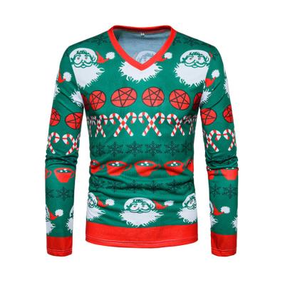 China Wholesale Good Ugly Sweater Happy Men's 3D Printing Santa Pattern Loose Christmas Anti-wrinkle Long Sleeve Sweater Shirt for sale