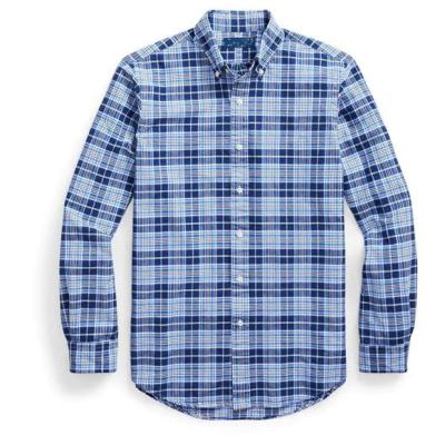 China Anti-pilling summer spring logo mens long sleeve flannel plaid check oxford cotton shirt custom made shirt quality 100% urban best selling shirts for sale