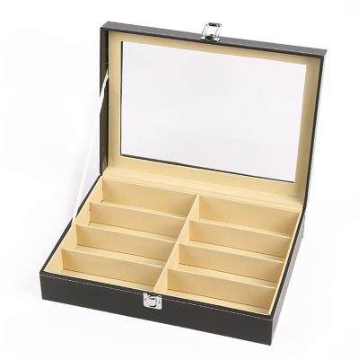 China PU Optical Sunglasses Storage Box 8 Glasses Sunglasses Box Display Storage Custom Case 2022 Logo Black Cases And Cloth For Glasses for sale