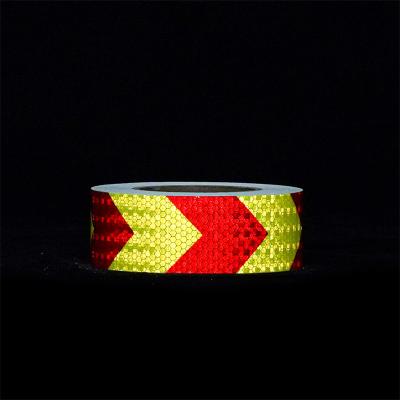 China Yellow and Red Conspicuity Crystal Lattice Reflective Warning Tape For Traffic Safety for sale