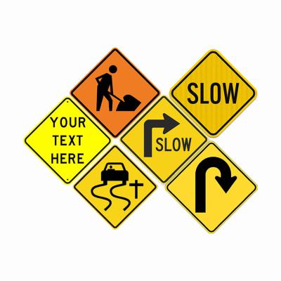 China Custom Yellow Slow Down Warning Reflective Traffic Signs For Road Safety for sale