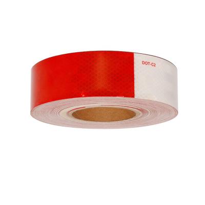 China Waterproof Adhesive DOT C2 Red and White Reflective Tape For Trucks Trailer for sale