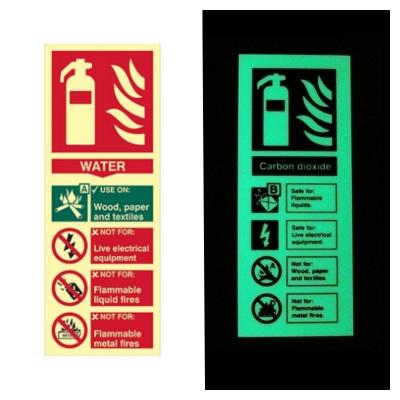 China Custom Glow In The Dark Photoluminescent Fire Safety Sign Emergency Exit Warning Sticker for sale