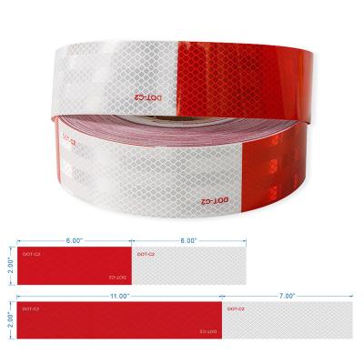 China DOT-C2 Waterproof Red And White Reflective Sticker Tape For Outdoor Trucks for sale