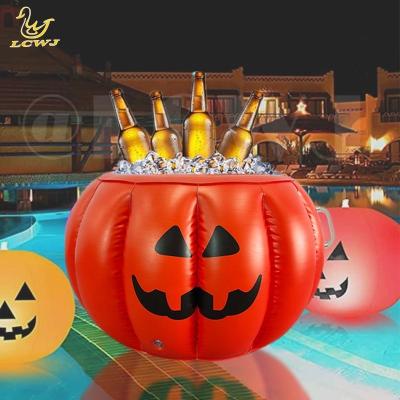 China LC Halloween Pumpkin Serving Buffet Bar Cooler Food Container Drink Holder Inflatable Ice Tray For Summer BBQ Pool Party for sale