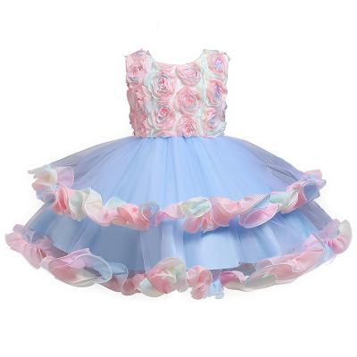 China 2021 Anti-wrinkle New Girls' First Birthday Dress Princess Dress Colorful Pompous Cake Dress for sale