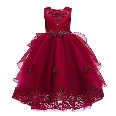 China 1788 Girls Princess Dress Handmade Beaded Party Dress Heavy Duty Anti-Static Embroidery Formal Dress for sale