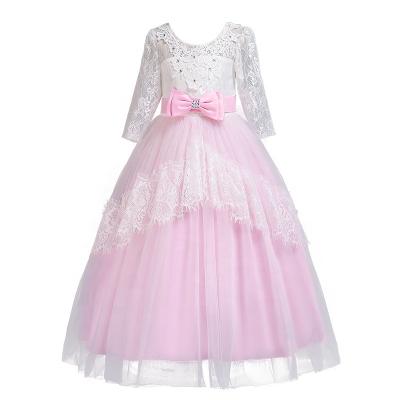 China Anti-static Children's Dresses Sleeve Dresses In The Back Hollow Out Design Temperament Girl Princess Skirt 1379 for sale