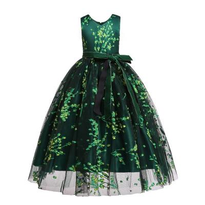 China Anti-Static Children's Long Dress Bridesmaid Choir Host Dress Princess Skirt With Mesh Printed Shag Skirt 1546 for sale