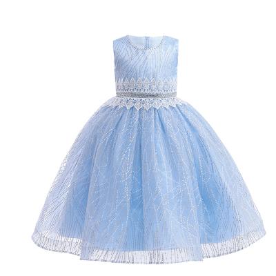 China Anti-wrinkle 2020preppy style girls dresses with bows blue ball gown summer girls dresses for sale