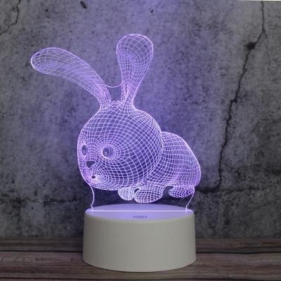 China 3D Decoration Night Light Cute Animal Light Lamp 7 Color Changing Desk Table Light Kids Lamp with ABS Flat Acrylic Panel and Base for sale