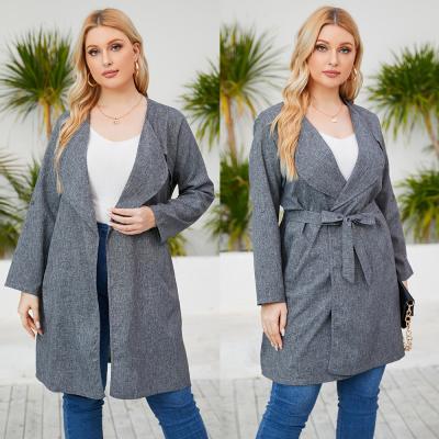 China 2022 breathable women's spring and autumn European and loose and thin middle and long anorak Co of American popular belt long sleeve coat for sale