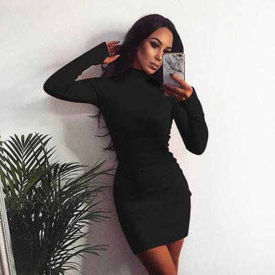 China 2021 autumn first anti-static fashion women's long sleeve high neck temperament women's tight skirt supports DEM customization for sale