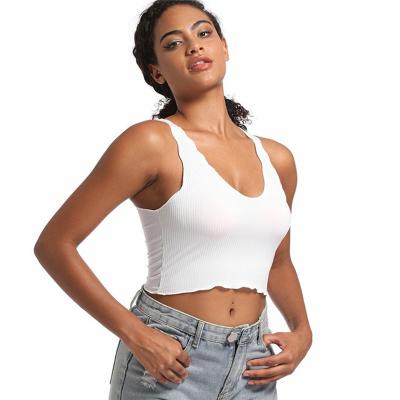 China Summer Women's Breathable High Quality Clothing Designer Knitted Sports Bra Women's Sleeveless Tank Tops for sale