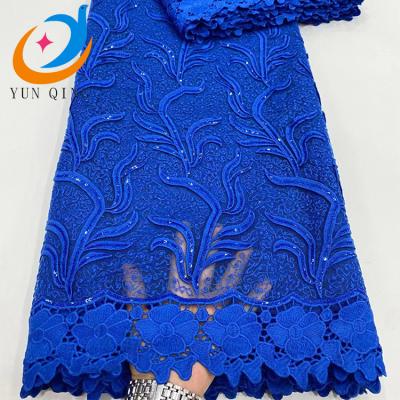 China Water Soluble African Wedding Embroidered Wedding Materials Dress French Laces Fabric For Women Mesh Nigerian Holland Dubai 5 Yards African for sale