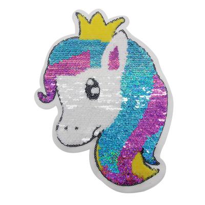 China 3D Customized Unicorn Sequin Embroidery Fabric Patch Clothing Accessories Patch Patch Wholesale for sale