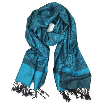 China Everyday life jacquard paisley pattern pashmina scarf with tassel for sale