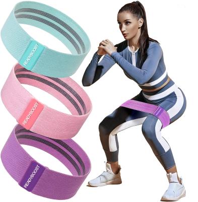 China Custom Logo Resistance Loop Hip Hip Glute Cotton Fabric Durable/Portable Premium Activation Warm Up 3 Piece Booty Bands for sale