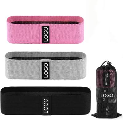 China Durable/Portable Customized Printed Logo Cotton Fabric Yoga Booty Fitness Band Elastic Set for sale