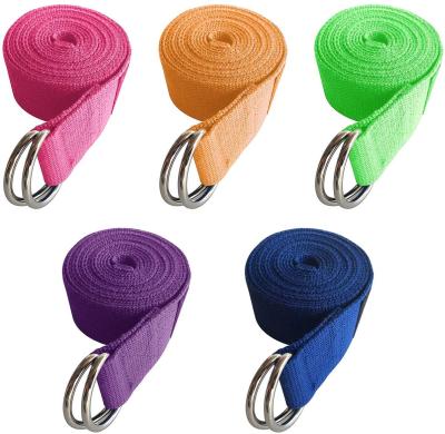 China Durable / Portable Natural Color Yoga Belt Strap Custom Stretch Strap With Ring for sale