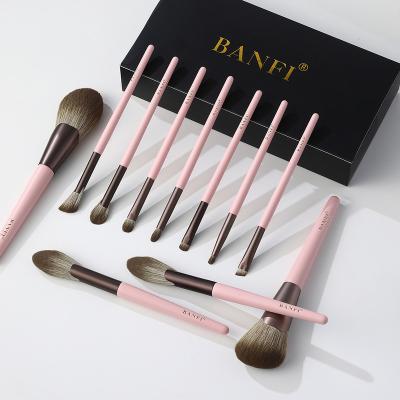 China The brush is soft and suitable for facial makeup BANFI 11 pcs pink super soft high quality cosmetic brush set drop shipping for sale