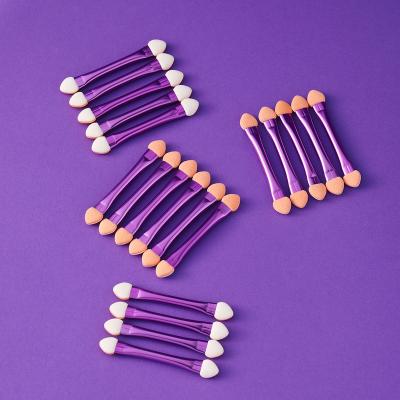 China Plastic+sponge 20pcs Latex Purple Double Headed Sponge Disposable Eyeshadow Stick for sale