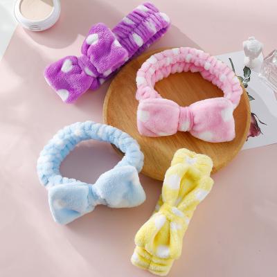 China Cute Cat Bunny Ears Hairband Korea Elastic Velvet Bow Knot Headband Fashion Banfi Wash Face Hair Band Plush Makeup Headwear for sale