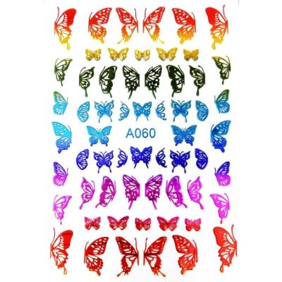 China Wholesale Finger Nail Art Color 3D Laser High Quality Nail Art Tools Butterfly Series Nail Sticker for sale